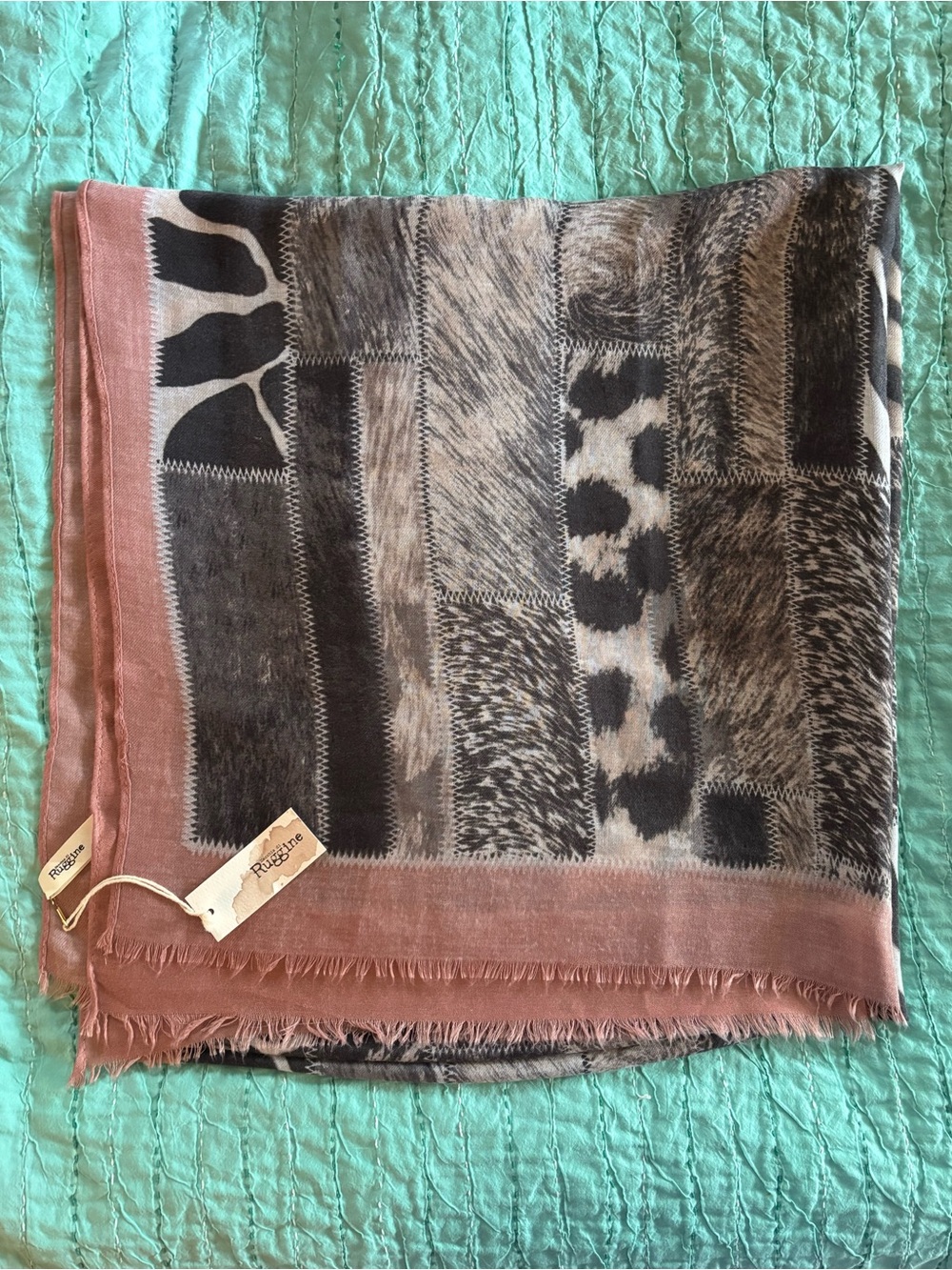Y2K Neutral Animal Print Scarf – Ruggine Blush Tones. NWT